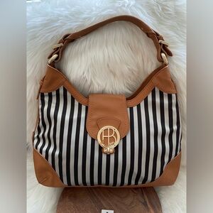 HENRI BENDEL Striped Miss Bendel Hobo Bag w/Gold Tone Hardware